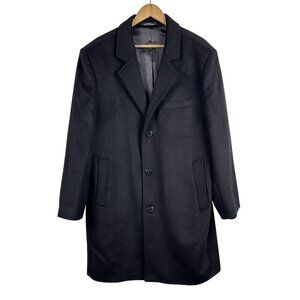 London Fog Signature Mens Black Wool Blend Peacoat Sz 44S